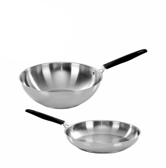 Set inox 2 pezzi - Padella 24 cm + Wok 28 cm