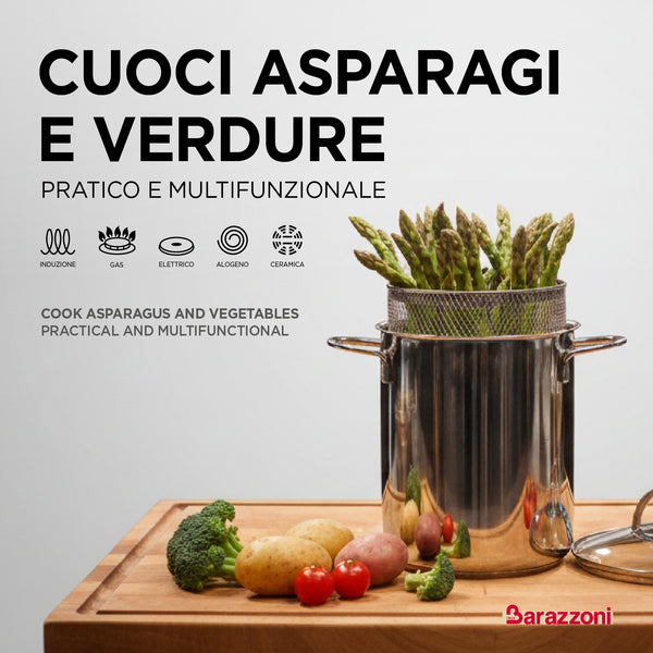 Cook asparagus, vegetables and pasta