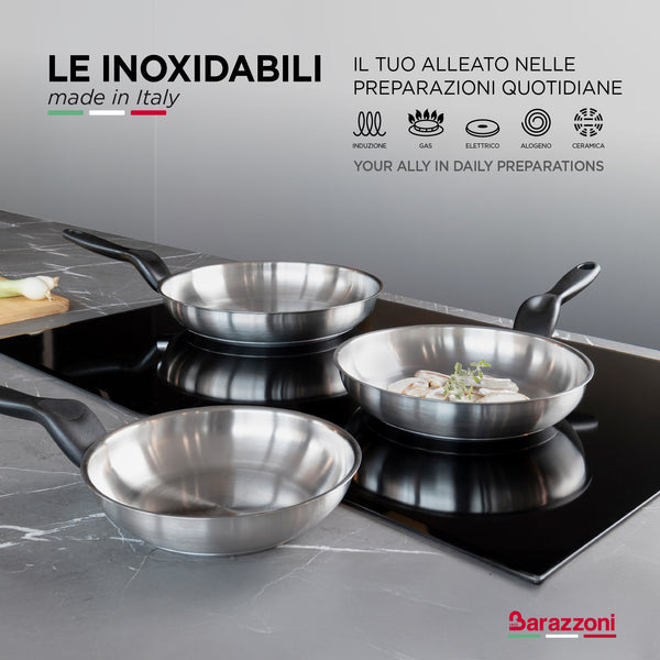 Tris acciaio inox - set 3 padelle cm 20/24/28