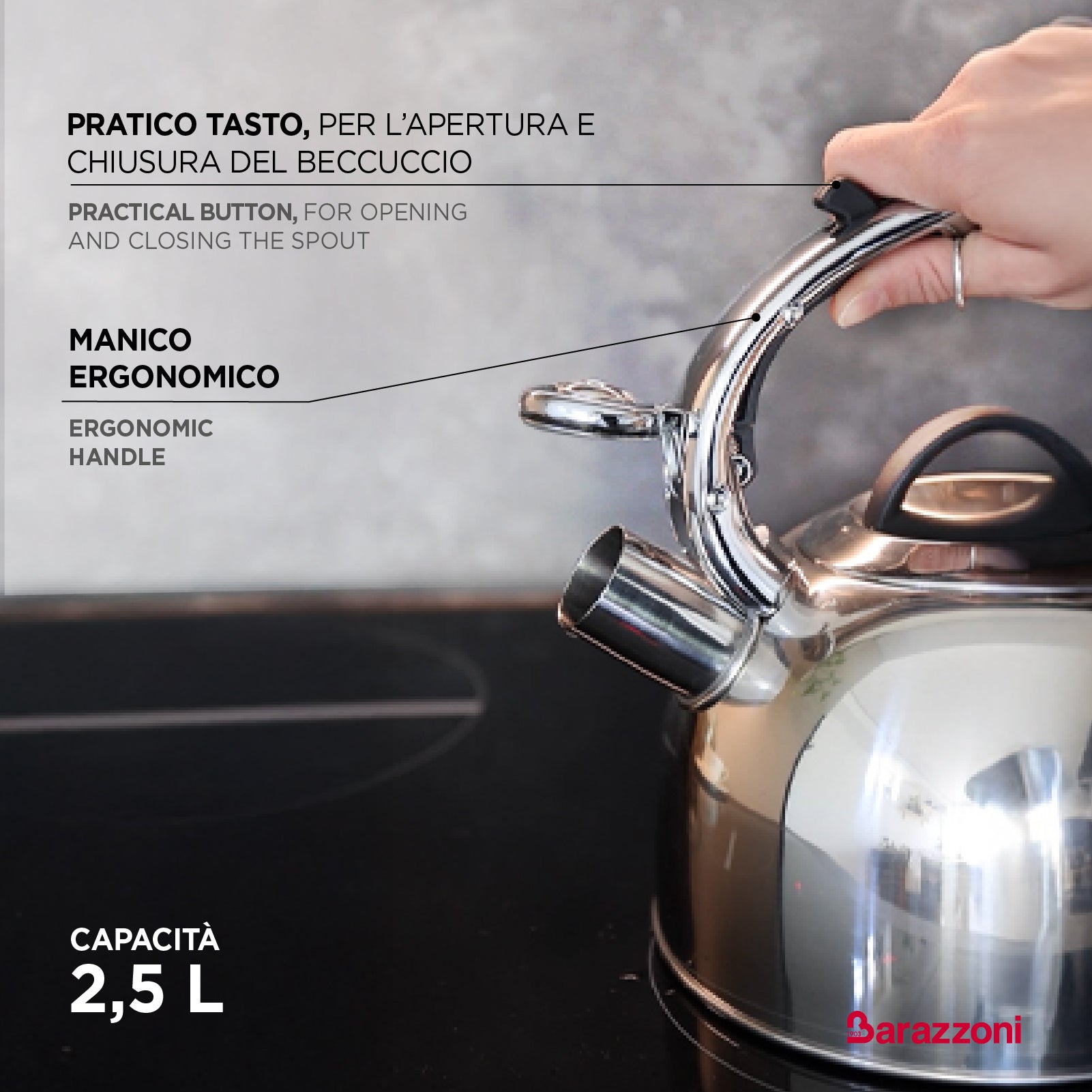 Bollitore rosso lucido