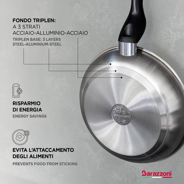 Tris acciaio inox - set 3 padelle cm 20/24/28