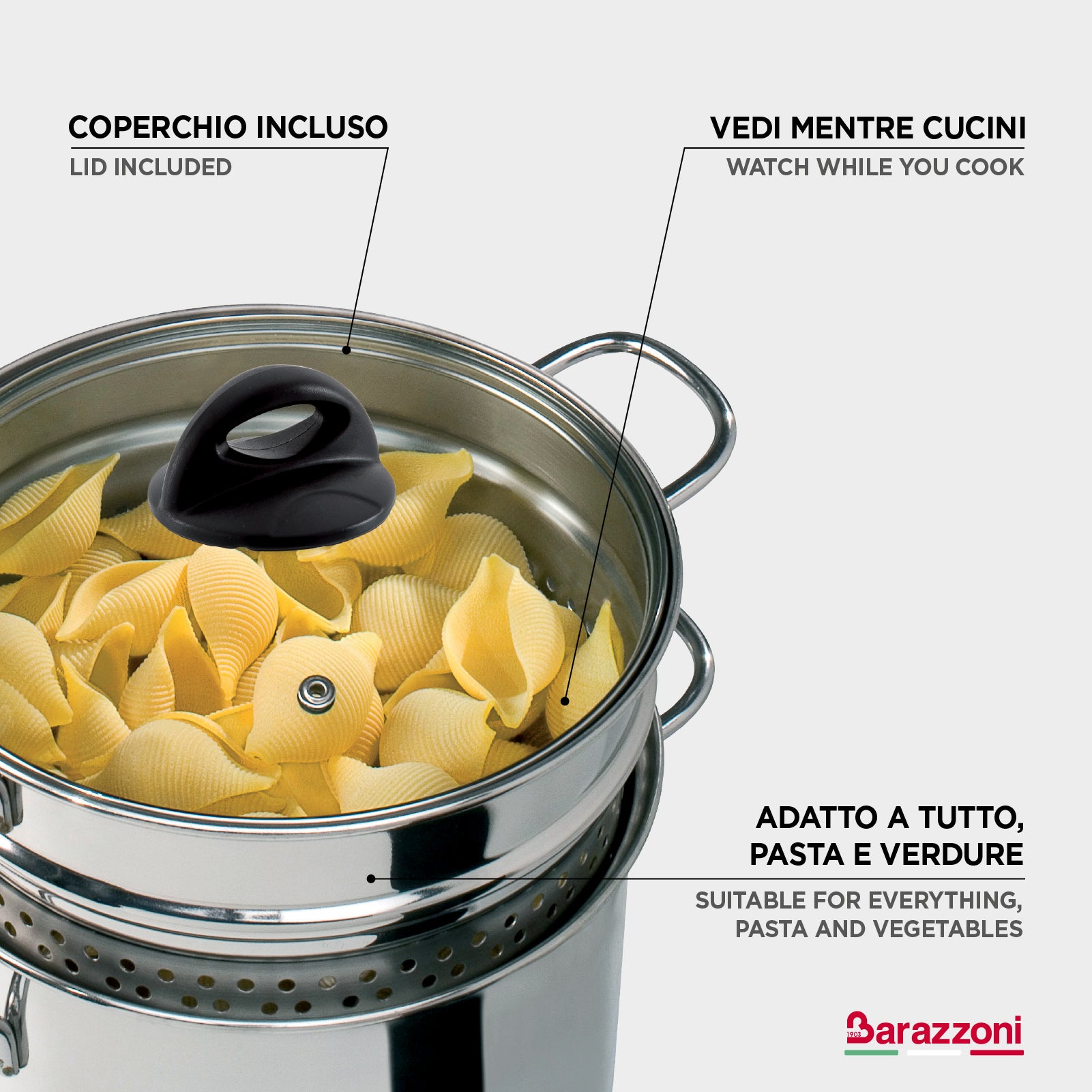 Bottomless thermo-diffusing spaghetti pot