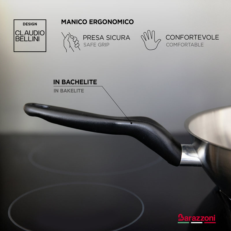 Tris acciaio inox - set 3 padelle cm 20/24/28