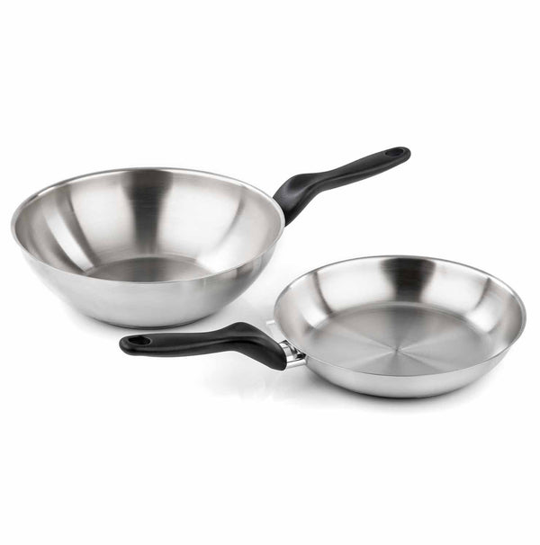 Basic acciaio inox - Set padella cm 24 + wok cm 28