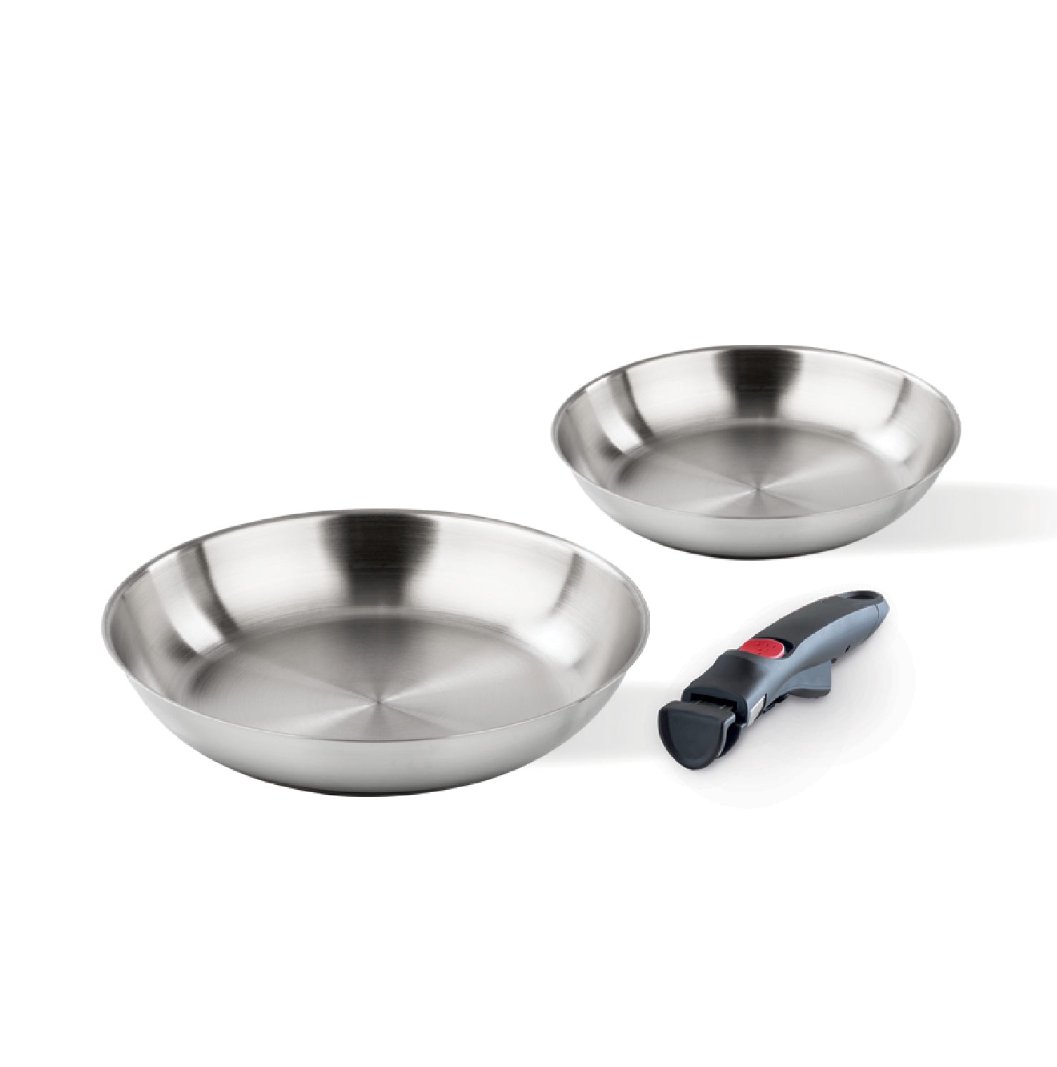 Set of 2 steel frying pans 20/28 cm with detachable handles