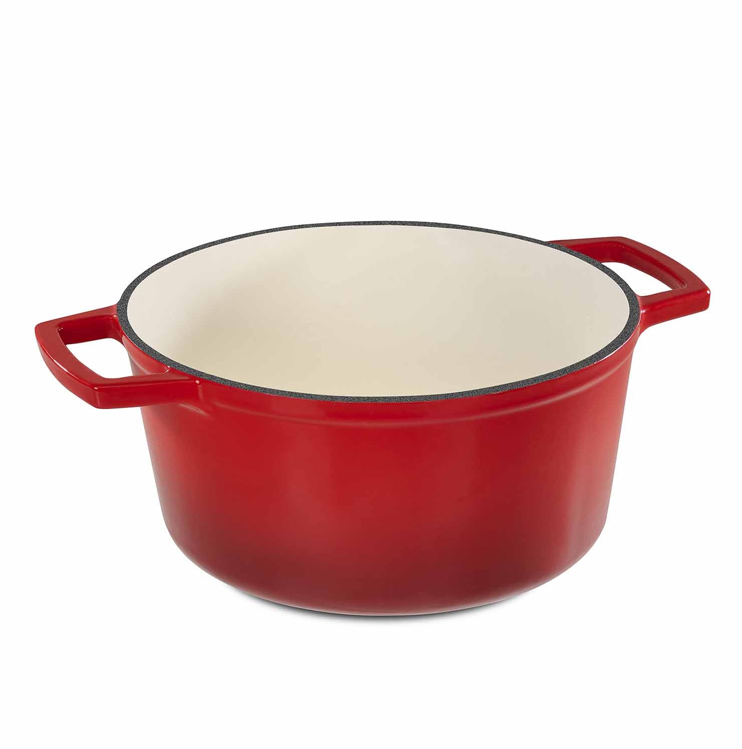 Casserole with lid - lacquered red