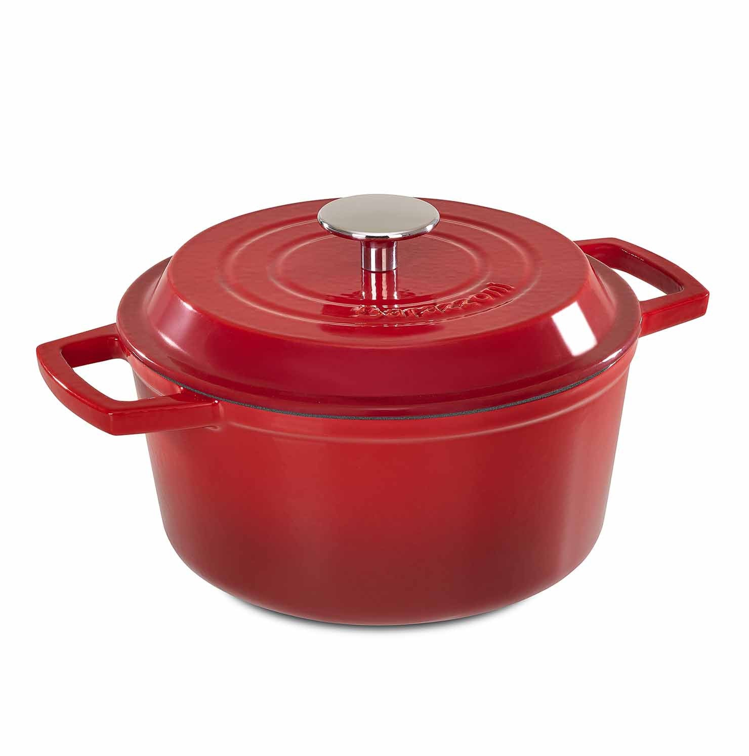 Casserole with lid - lacquered red