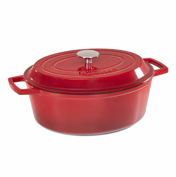 Casseruola ovale con coperchio - rosso laccato