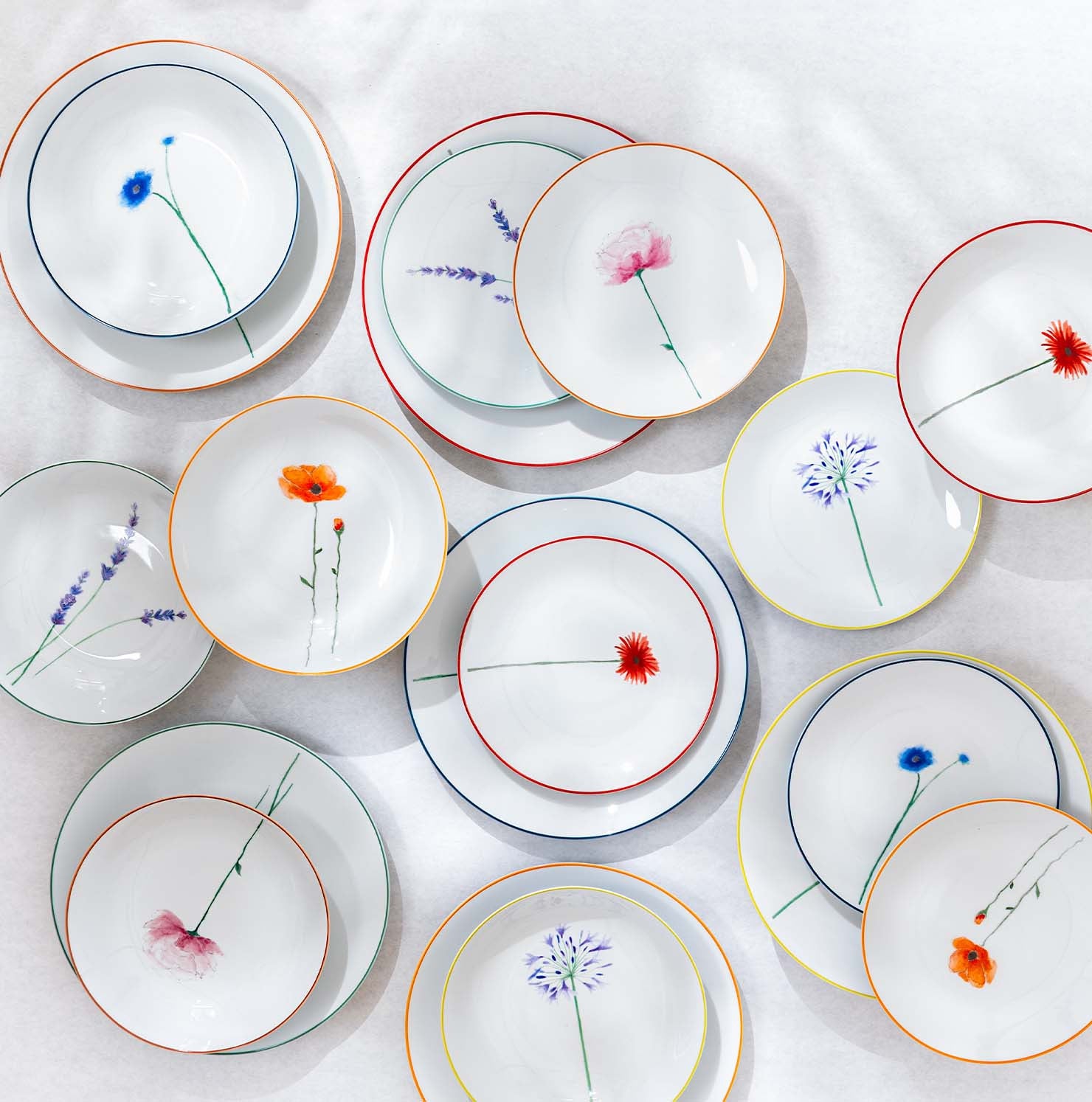 Flower Field Rosa - set of 3 plates