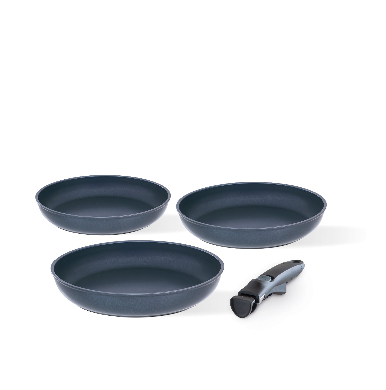 Tris ceramico - set 3 padelle cm 20/24/28 + manico staccabile
