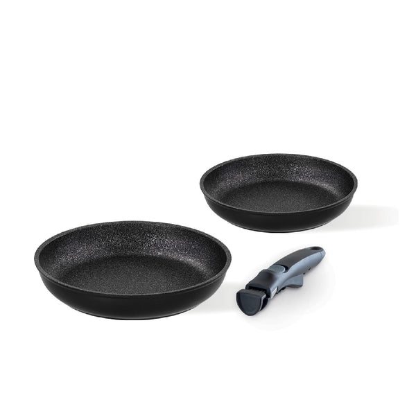 Set of 2 non-stick frying pans cm 20/24 + detachable handle