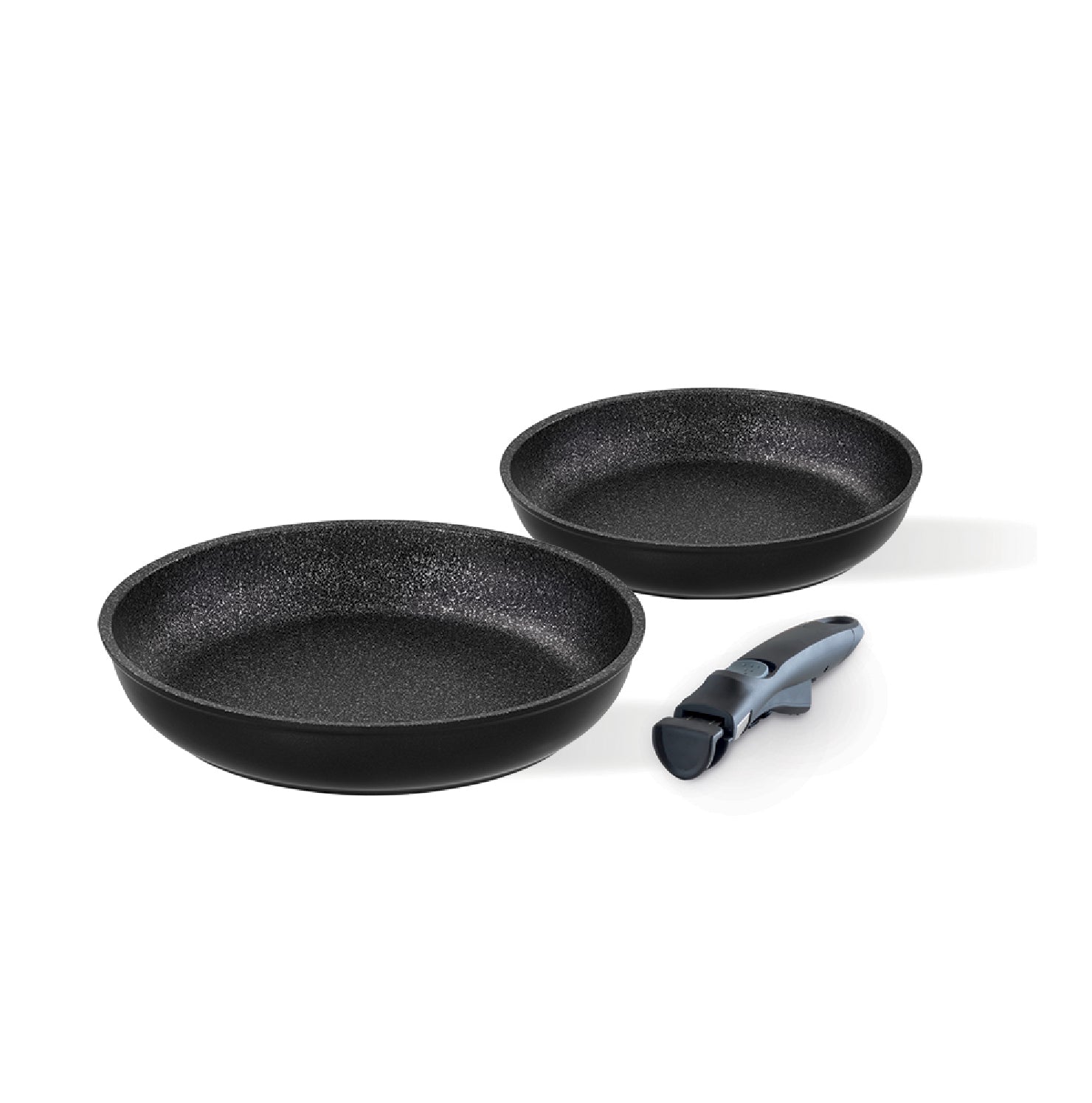 Set antiaderente 2 padelle 24/28 cm + manico staccabile