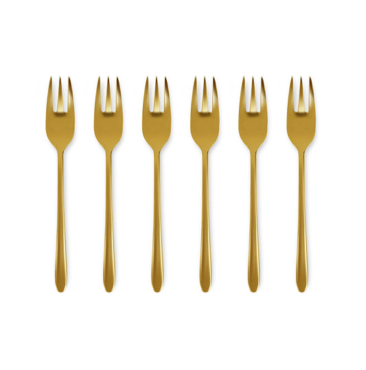 Malachite oro lucido - set 6 forchette dolce