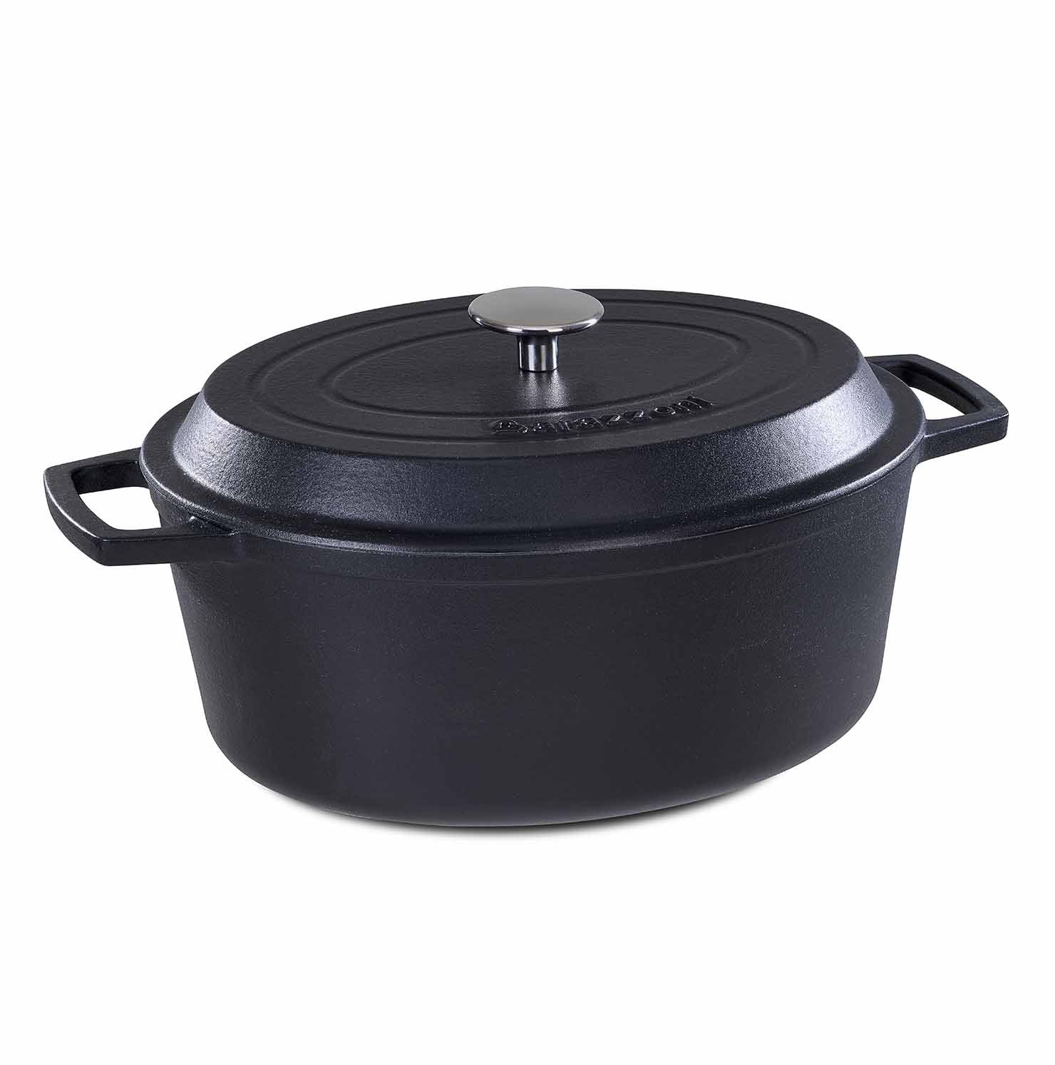 Oval saucepan with lid - matte black