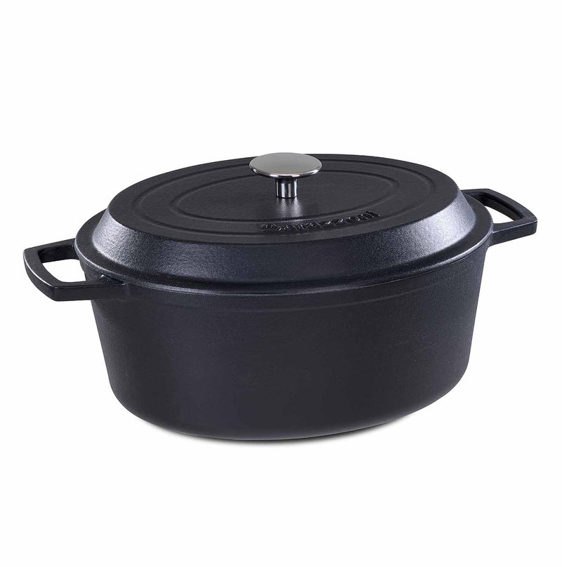 Casseruola ovale con coperchio - nero opaco