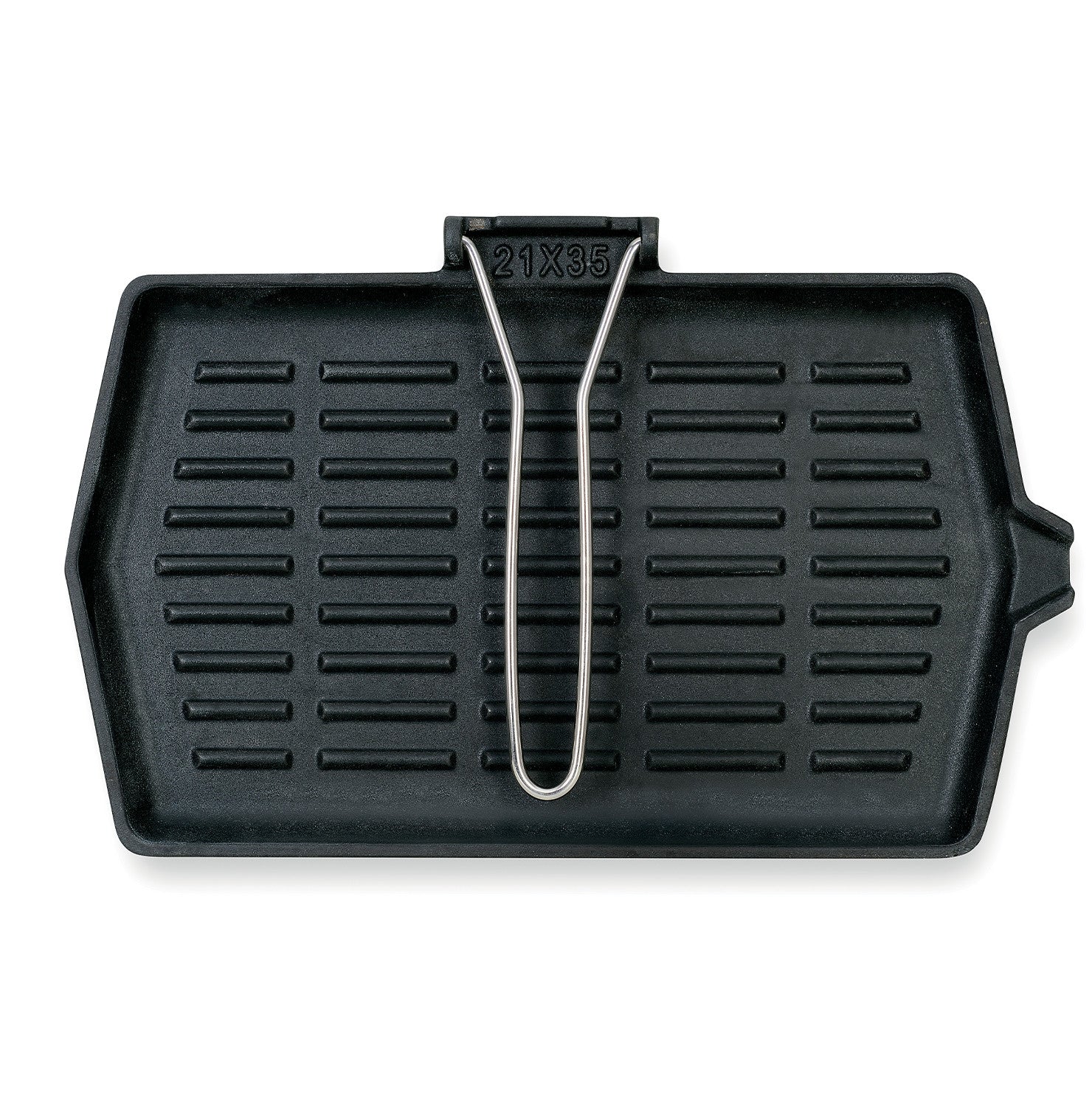 Cast iron grill with folding handle