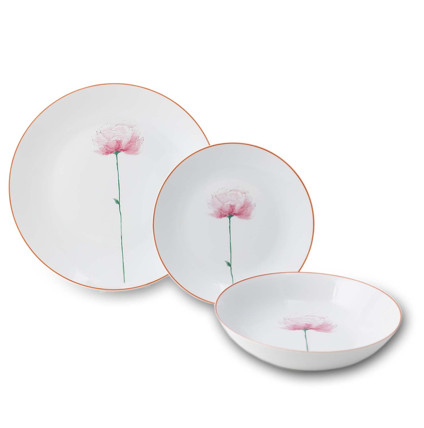 Flower Field Rosa - set of 3 plates